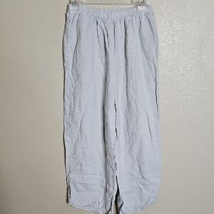 Flax Light Blue Cropped Linen Pants